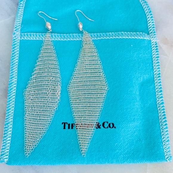 Elsa Peretti Vintage Sterling Sliver, Classic, lightweight, Mesh Earrings. - Picture 2 of 5